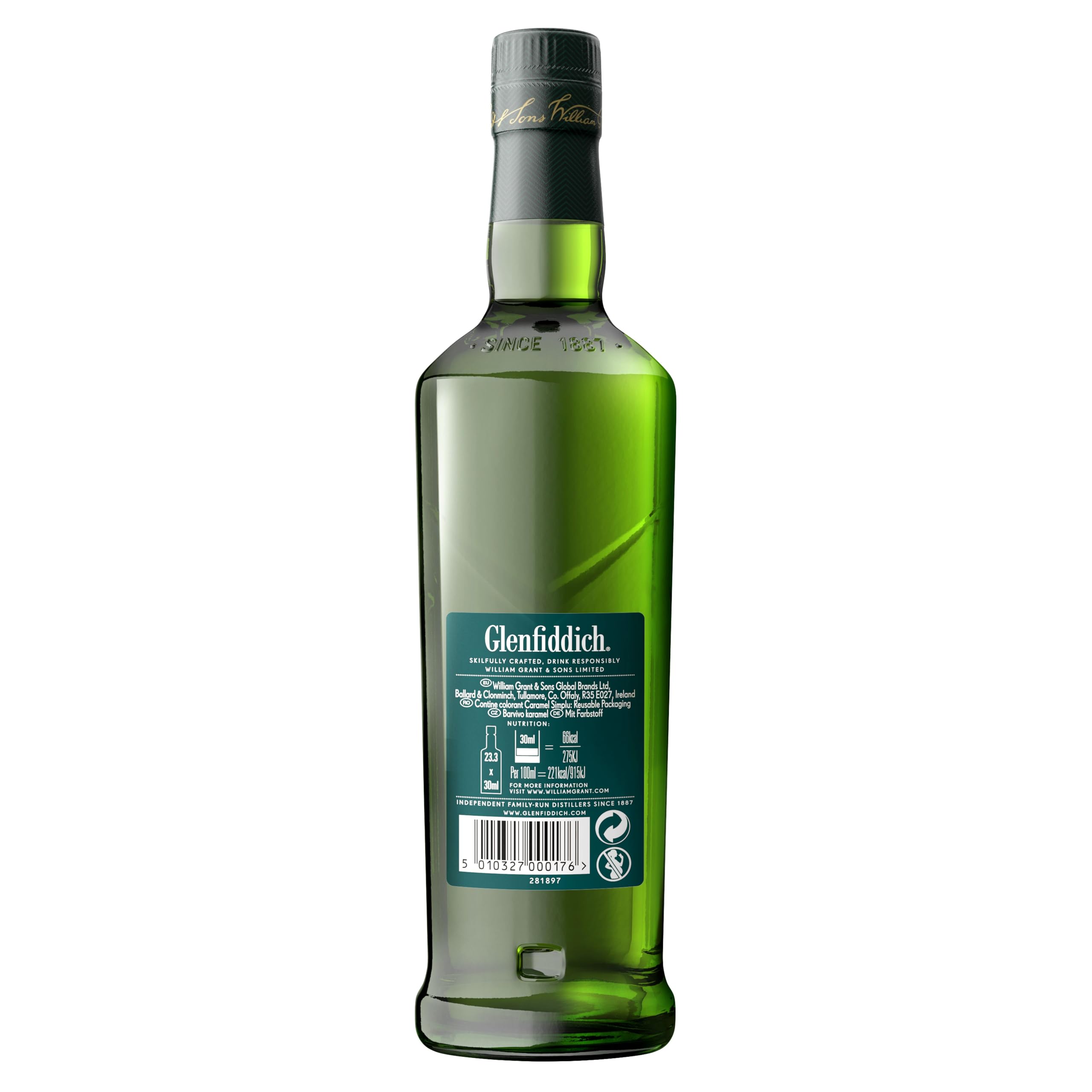 Glenfiddich 12 Jahre Single Malt Scotch Whisky mit Geschenkverpackung - Das Flaschendesign kann variieren