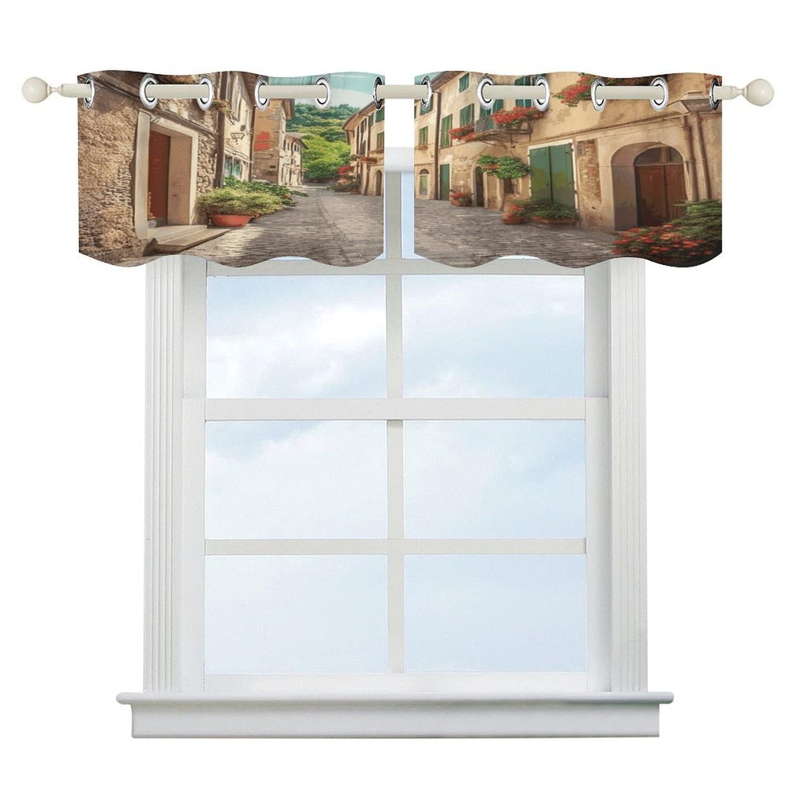 Fekiloot Style Italy Street Short Curtains Valance Curtain