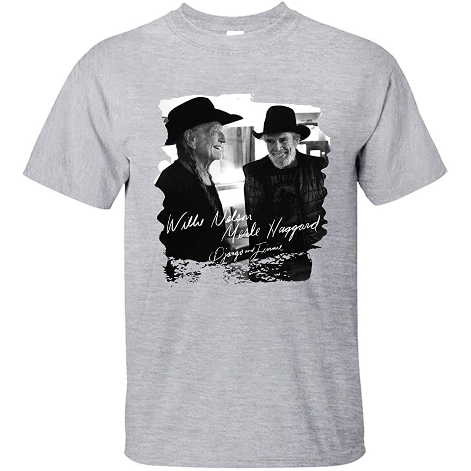 Men's Willie Nelson &Amp Merle Haggard Django and Jimmie T Shirt Size L Grey