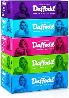 DAFFODIL 2 Ply Facial Tissue Carton Box Car Tissue Pack of 5 (100 Pulls Per Box, 200 Sheets) Price In India