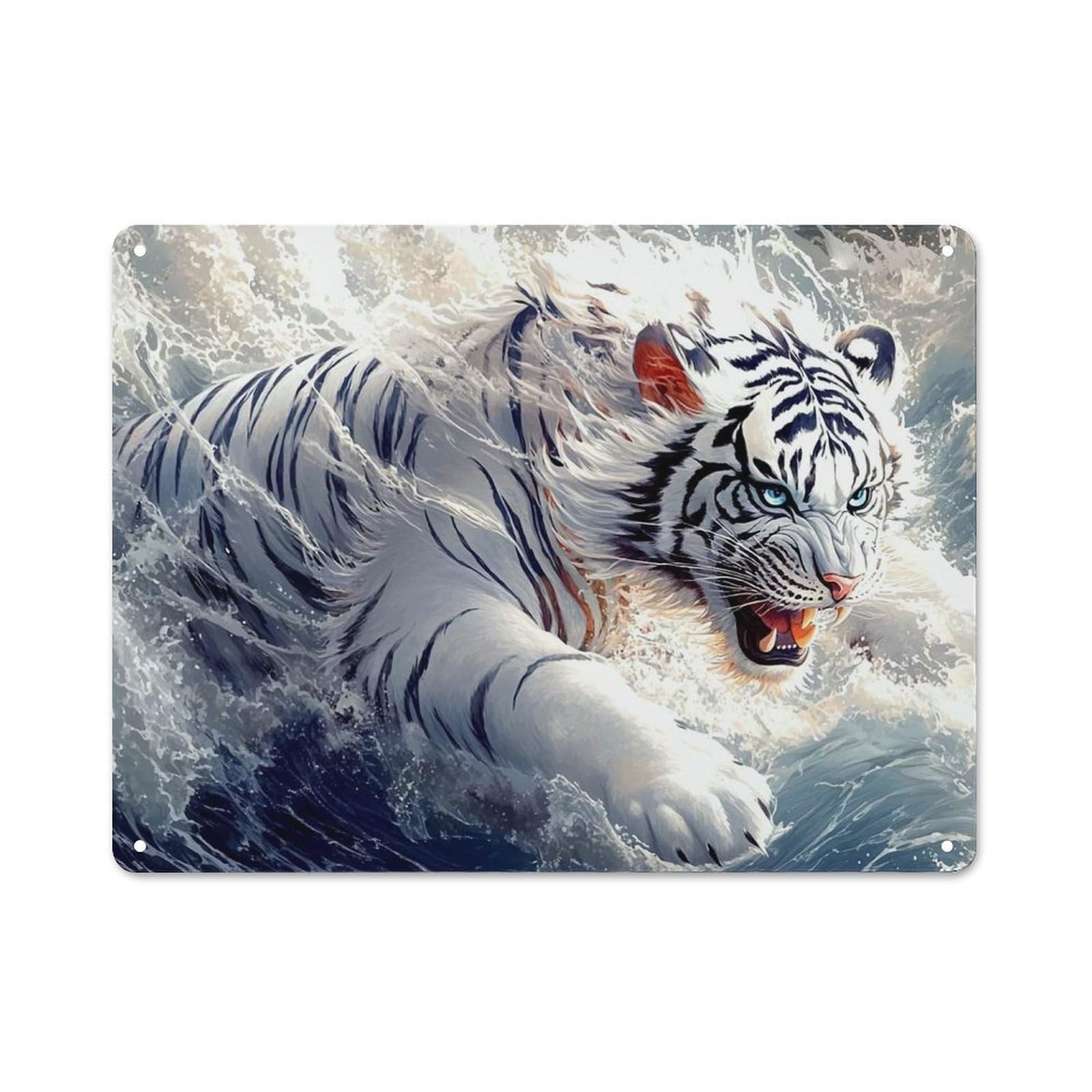 Junmoney Style-23 Decorative Tin Sign With Tiger King Design 30X40cm, Farmhouse Cottage Wall Art For Farmhouse Kitchen, Pantry Or Dining Area