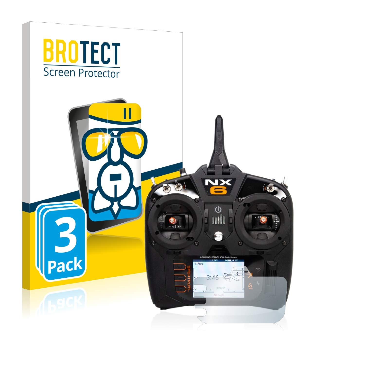 brotectGlass Screen Protector Film compatible with Spektrum NX10 (3 Pack) - Glass-Foil 9H Protection [Scratch Resistant, High Clarity]