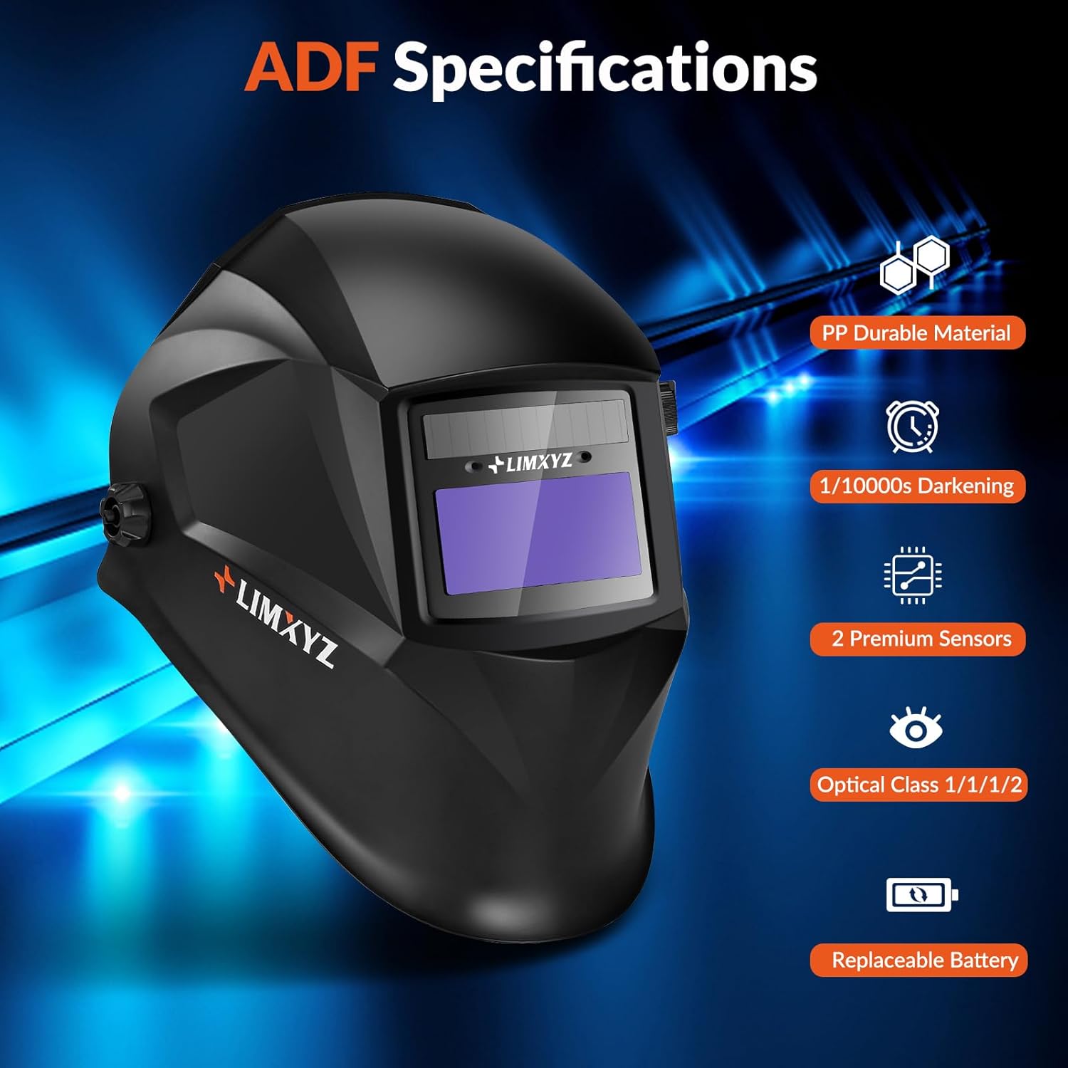 Welding Helmet Auto Darkening,True Color Welding Hood Solar Powered 3.66 * 1.69",Mask With 2 Arc Sensors,Wide Shade 4/9-13 Suitable for TIG, MIG, MAG With Welding gloves (M-001) - Image 2