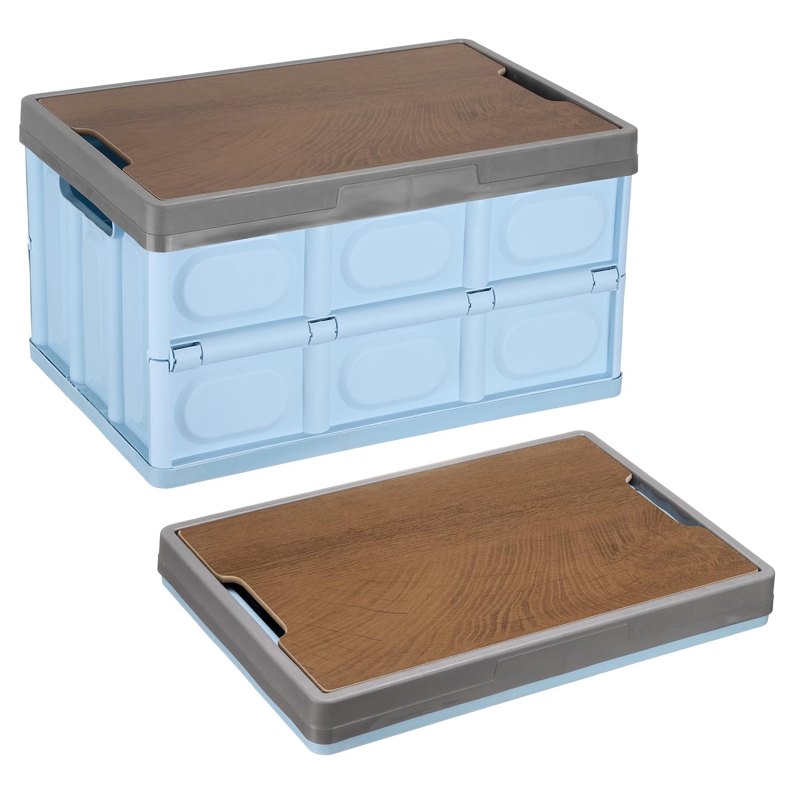 Bac de rangement pliable de 26,4 L | Organiseur robuste avec poignées et couvercle