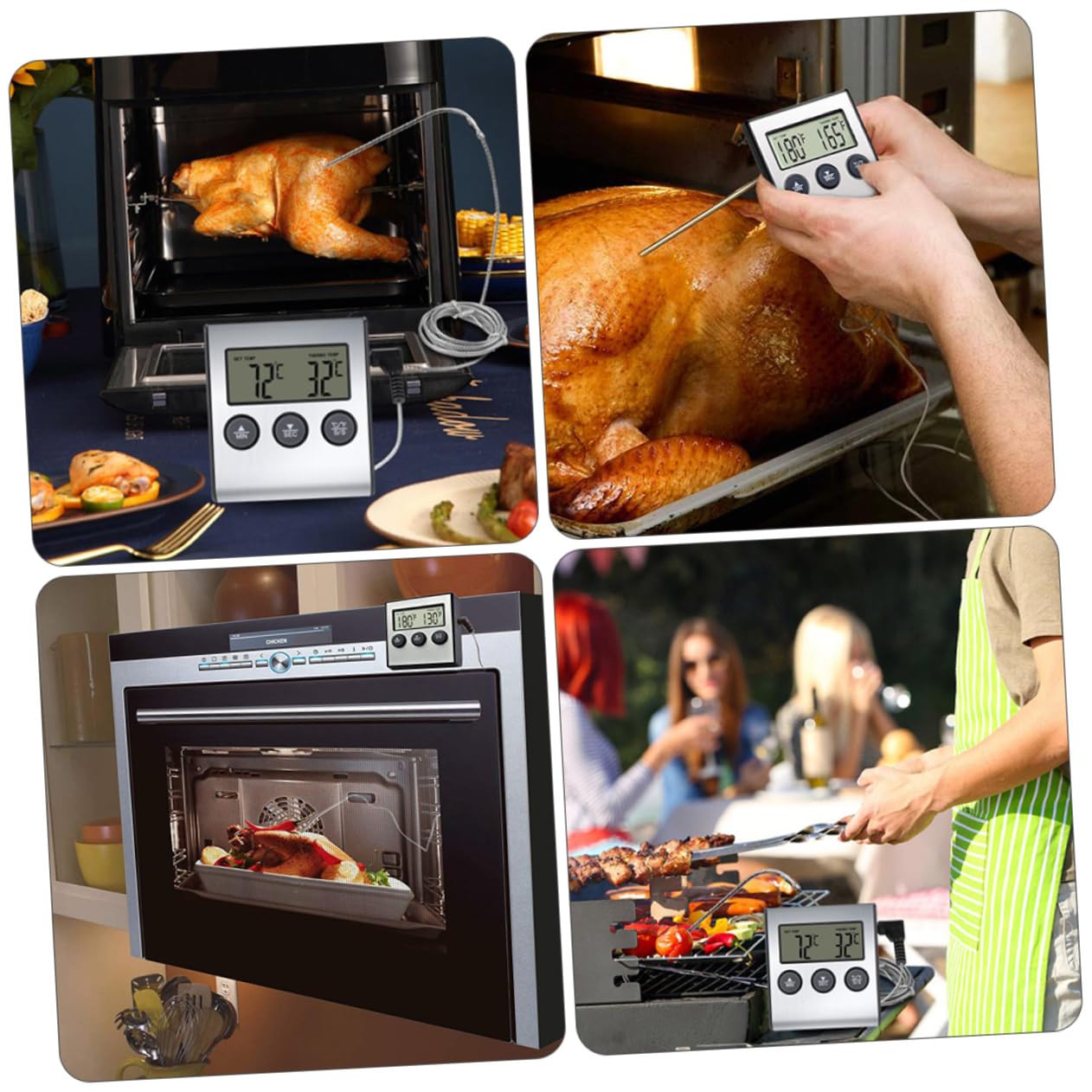 Amosfun 2juegos Termómetro De Cocina Digital De Inoxidable Lectura Instantánea Para Barbacoa y Carnes Pantalla y Clara Para Amantes Cocina