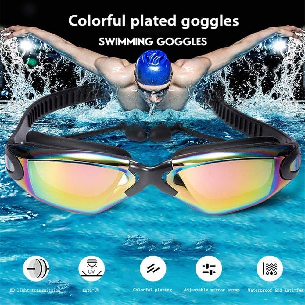 Occhialini da Nuoto, Regolabile Occhialini da Nuoto, Anti-Nebbia Protezione UV di Nuotata Occhiali for Unisex Adulto Uomini Donne Gioventù Scherza Il Bambino(Blue,White)