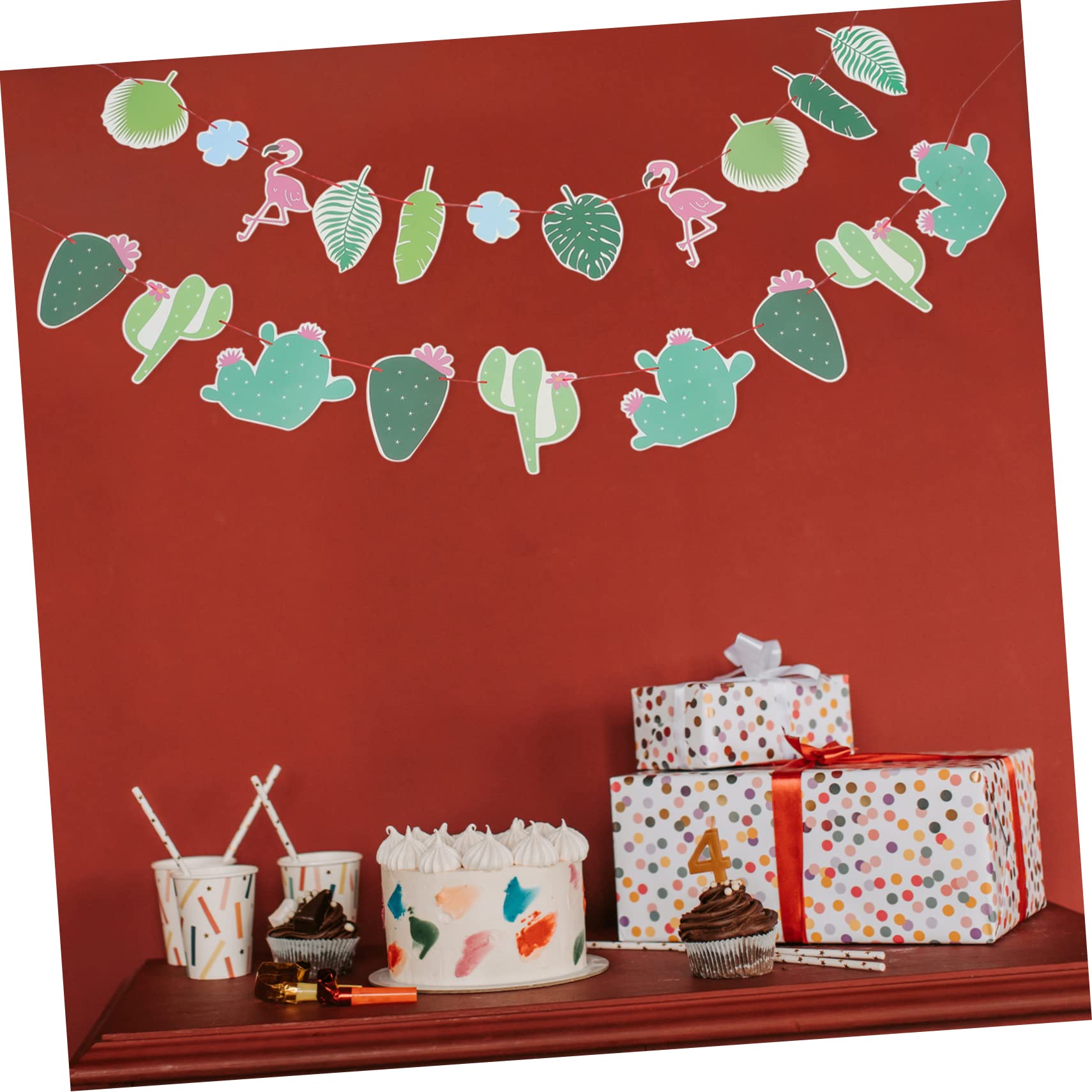 3 set Decorazioni Per Feste Bandiere Da Tirare Striscioni Di Carta Decorazioni A Tema Tropicale Con Cactus Striscione Hawaiano Per Feste Oggetti Di Scena Hawaiani 4 pezzi*3