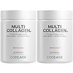 Codeage Multi Collagen Capsules - 5 Collagen Types I, II, III, V & X - Hydrolyzed Grass-Fed Bovine Protein with Ashwagandha, Amla, and Vitamins - 2-Pack