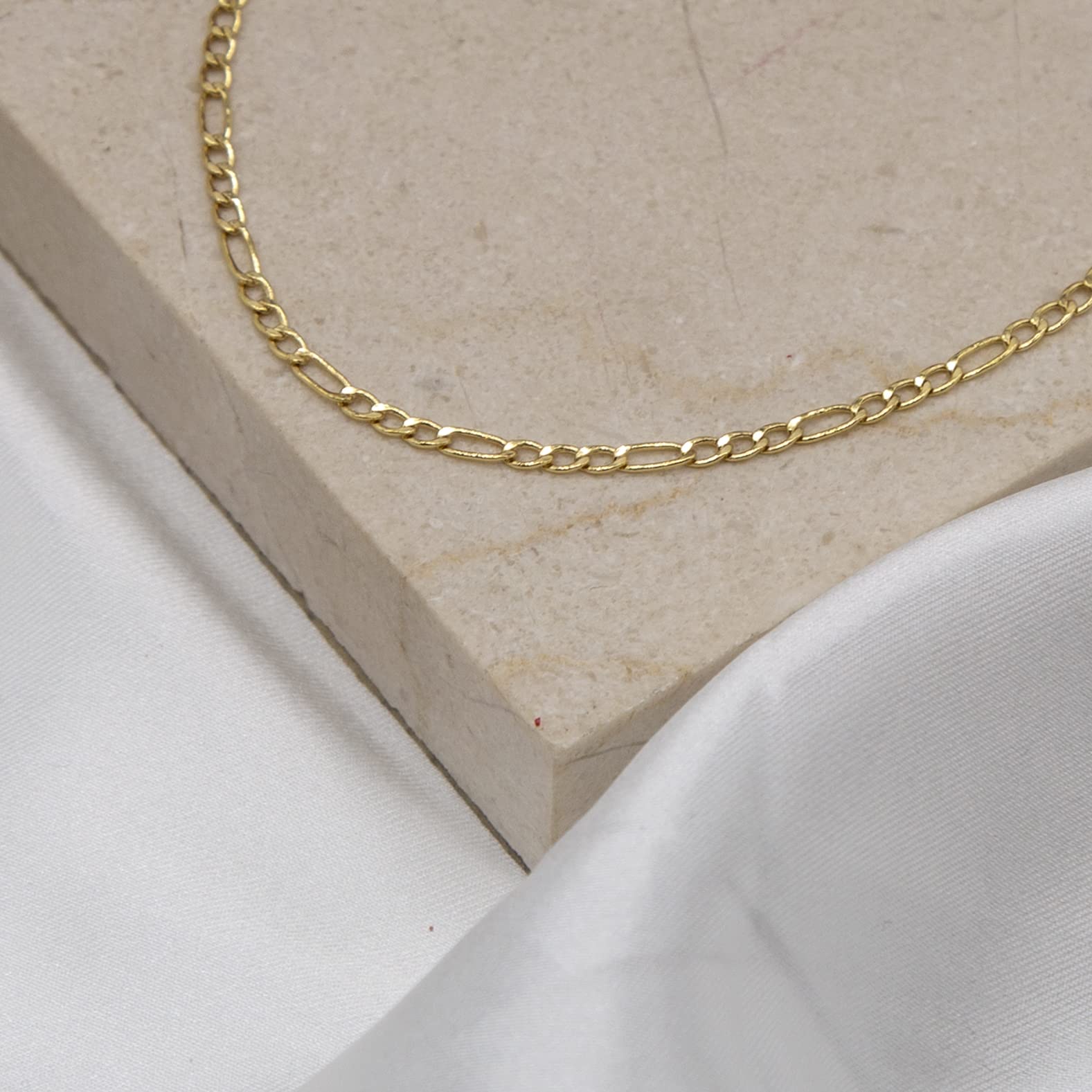 Damen 9k (375) Gelbgold Hollow Figaro Fußkette