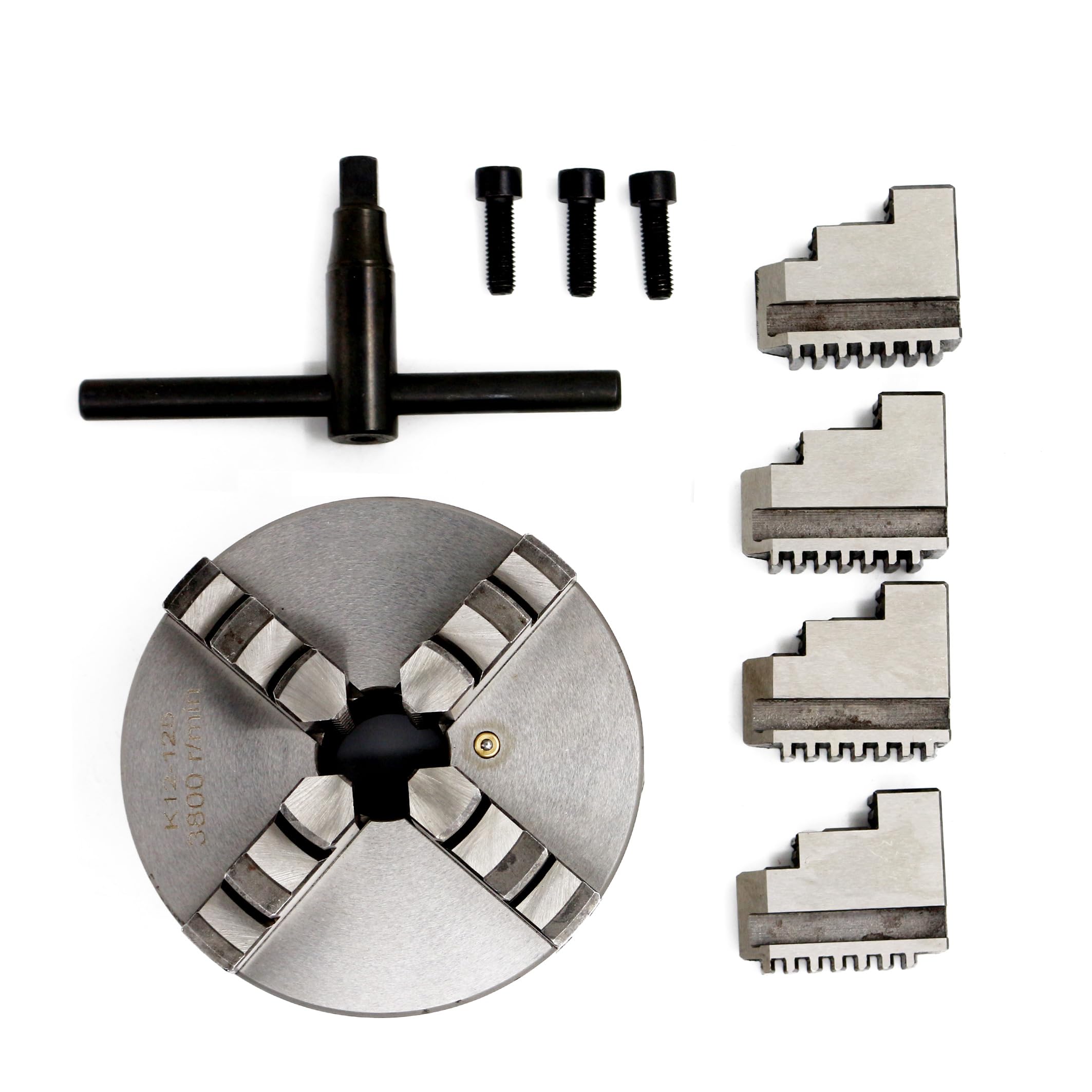 Mandrin à quatre mâchoires K12-125 mm auto-centrant avec clé pour fraiseuse CNC