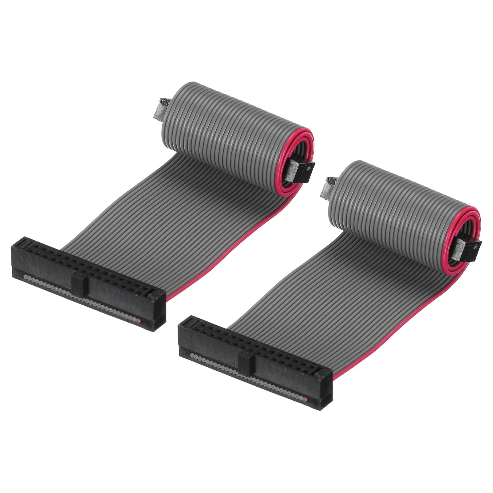 QUARKZMAN Cavo a Nastro Piatto Idc 30Pin, Passo 1,27 mm, connettore Fc a Fc, Lunghezza 10 cm, Filo Jumper Grigio per Computer, display Led, Dvd, 2 Pezzi