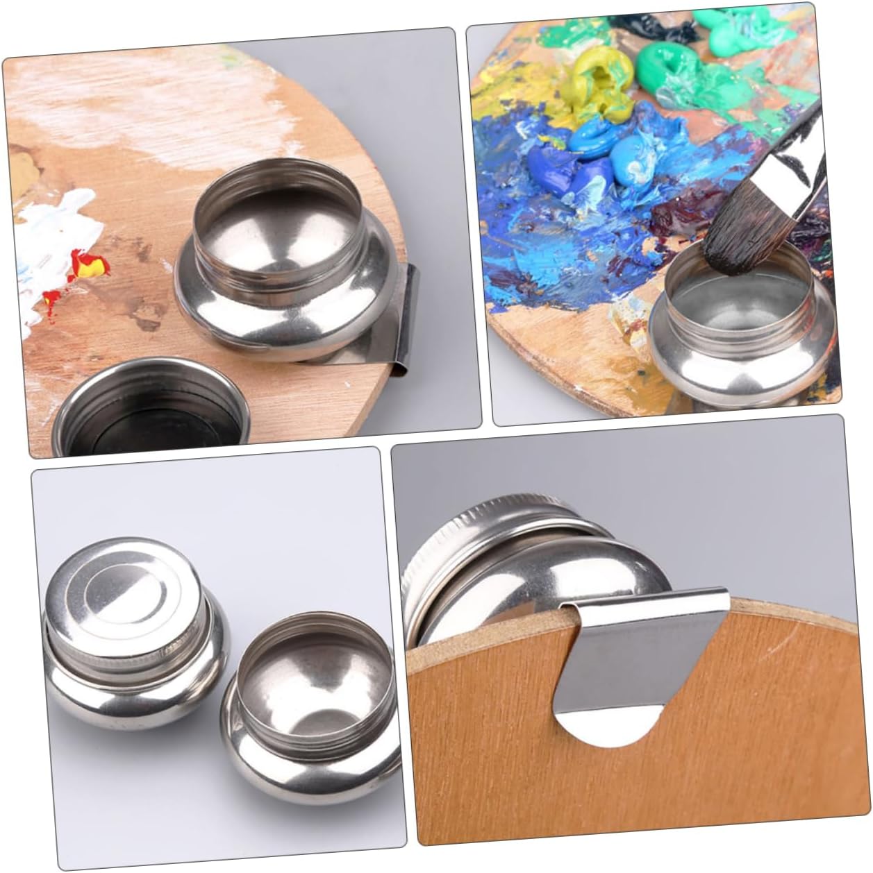 Angoily 3pcs Stainless Steel Oil Can Brush Washing Container Calligraphy Brush Cleaner Multi-Function