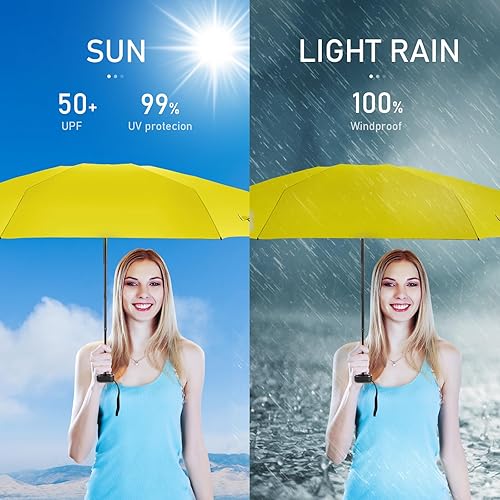 Miniatura 6 de LEAGERA Paraguas de viaje compacto con estuche, mini paraguas para bolso, diseño pequeño, ligero y pequeño, perfecto para sombrilla al aire libre y