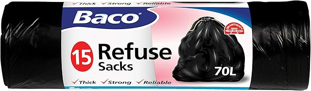 Baco Refuse Sacks Reliable Bin Liners 70L, 80cm x 130cm