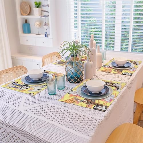 Miniatura 8 de Lovely Dogs Decor Placemats Set of 4 Table Mats Washable Placemat Waterproof Place Mats for Party Home Dining Table Decor 18x12 in