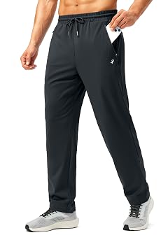 Pudolla Mens Athletic Pants with Zipper Pockets Stretch Workout Sweatpants Lightweight Running Joggers for Men