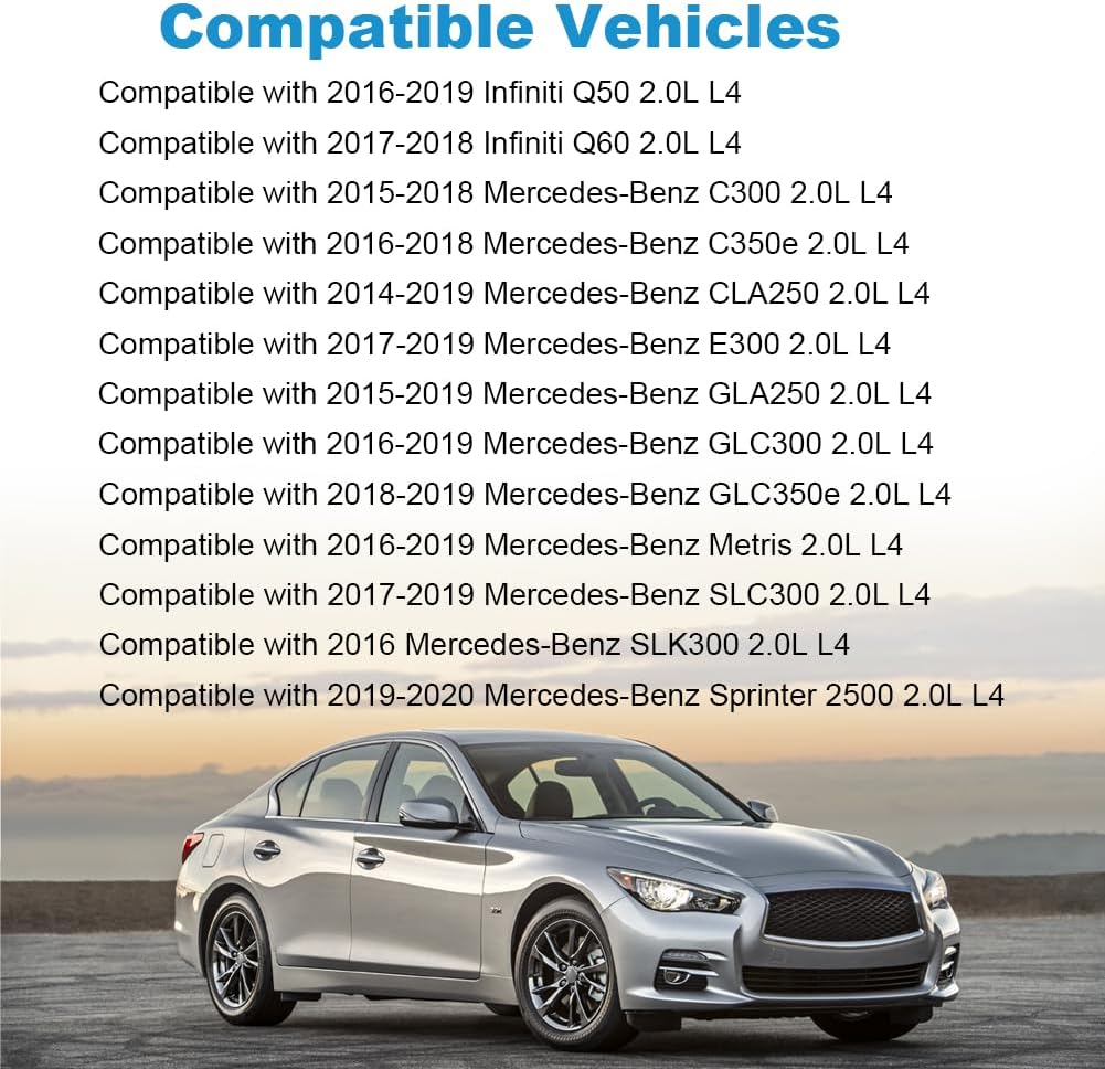 Ignition Coils Pack and Spark Plug Compatible with Infiniti Q50 Q60 Mercedes-Benz C300 C350e CLA250 E300 GLA250 GLC300 GLC350e Metris SLC300 SLK300 Sprinter Replacement for UF-734 Set of 4