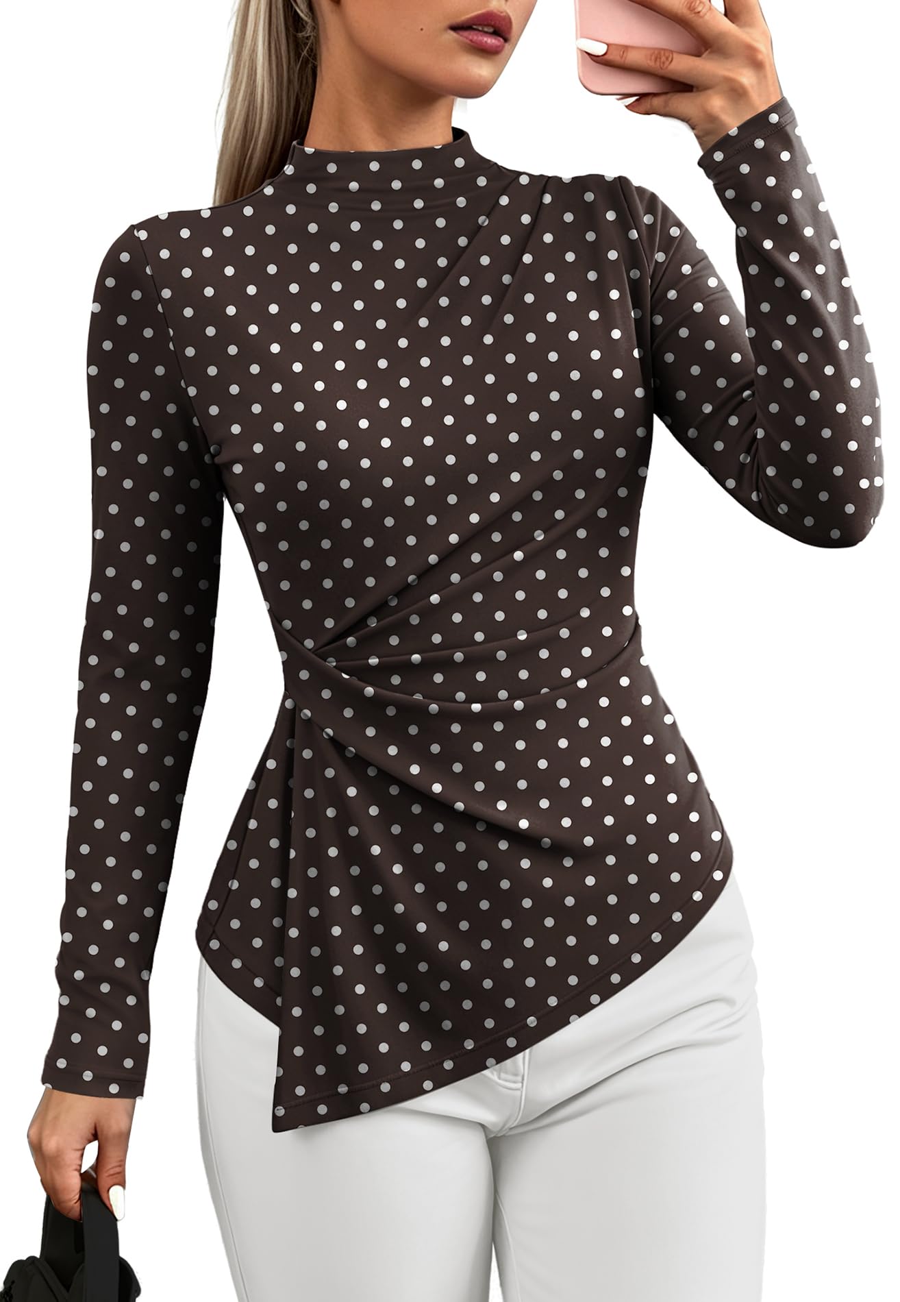 OFEEFAN Polka Dot Clothes for Women Vintage Tees Vacation Outfits Dressy S