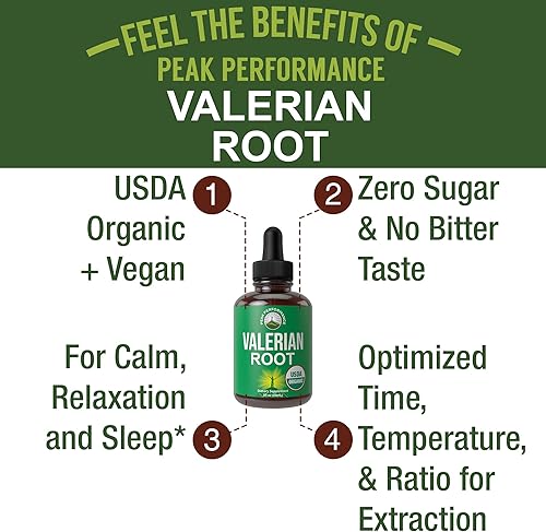 Miniatura 2 de Suplemento de gotas líquidas de raíz de valeriana orgánica USDA. Tintura de extracto vegano para relajación, sueño, calma. Gran alternativa a las
