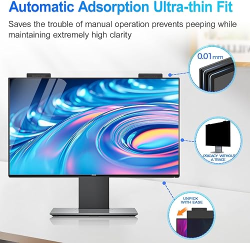 Miniatura 4 de Paquete de 2 pantallas magnéticas de privacidad de 24 pulgadas para monitor de computadora, relación de aspecto 16:9, película protectora