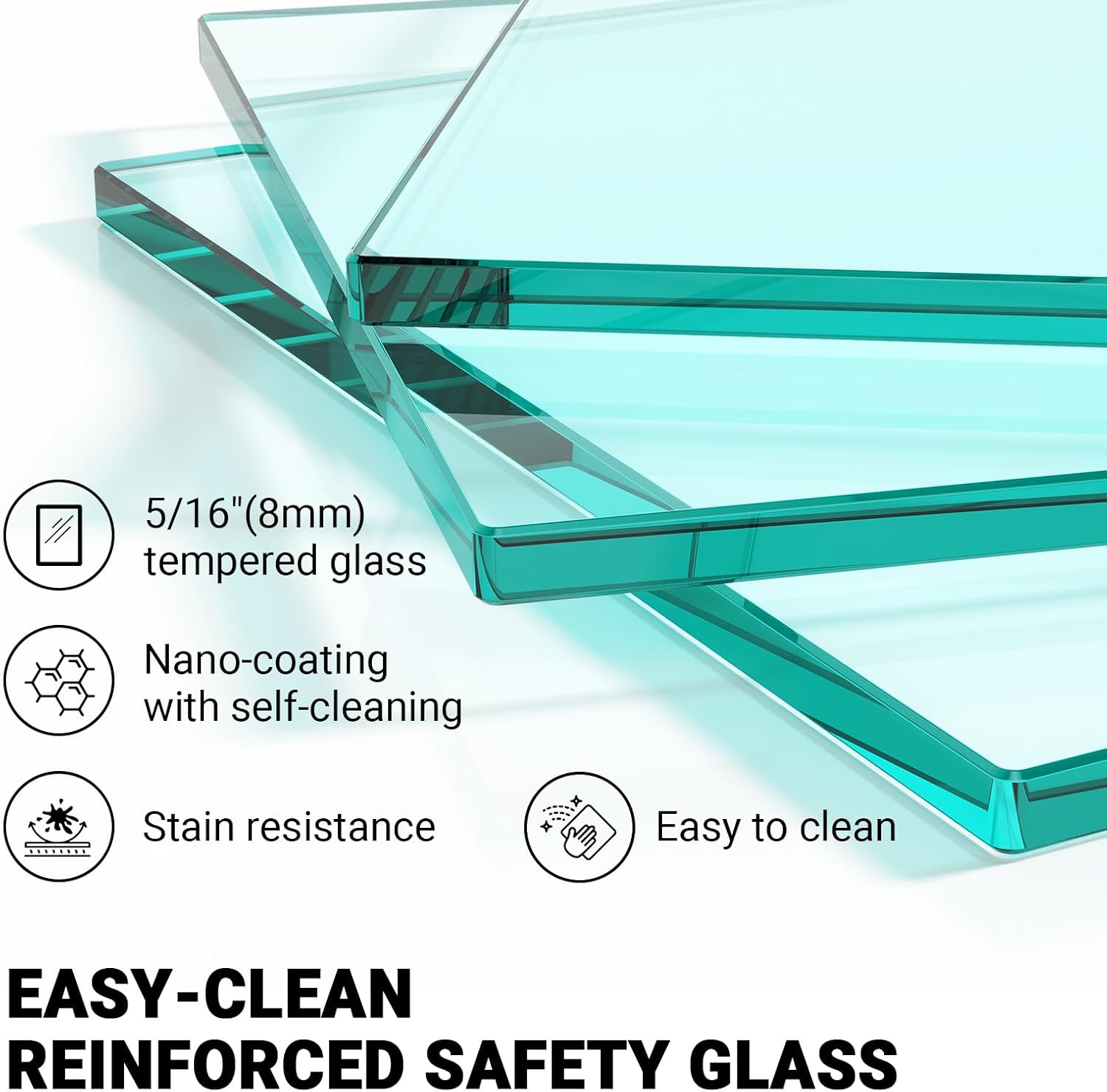 Frameless Sliding Shower Door 44–48 in W x 76 in H, 8mm Clear Tempered Glass Shower Doors Glass Sliding 48 Inches, Double Nano Coating, Stainless Steel Hardware, Silent Smooth Rollers, Matte Black
