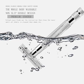 Dedge Classic Double Edge Safety Razor,Manual Shaving for a Close Shave, Smooth Shave,Reusable Razor No Blade Included (Chrome)