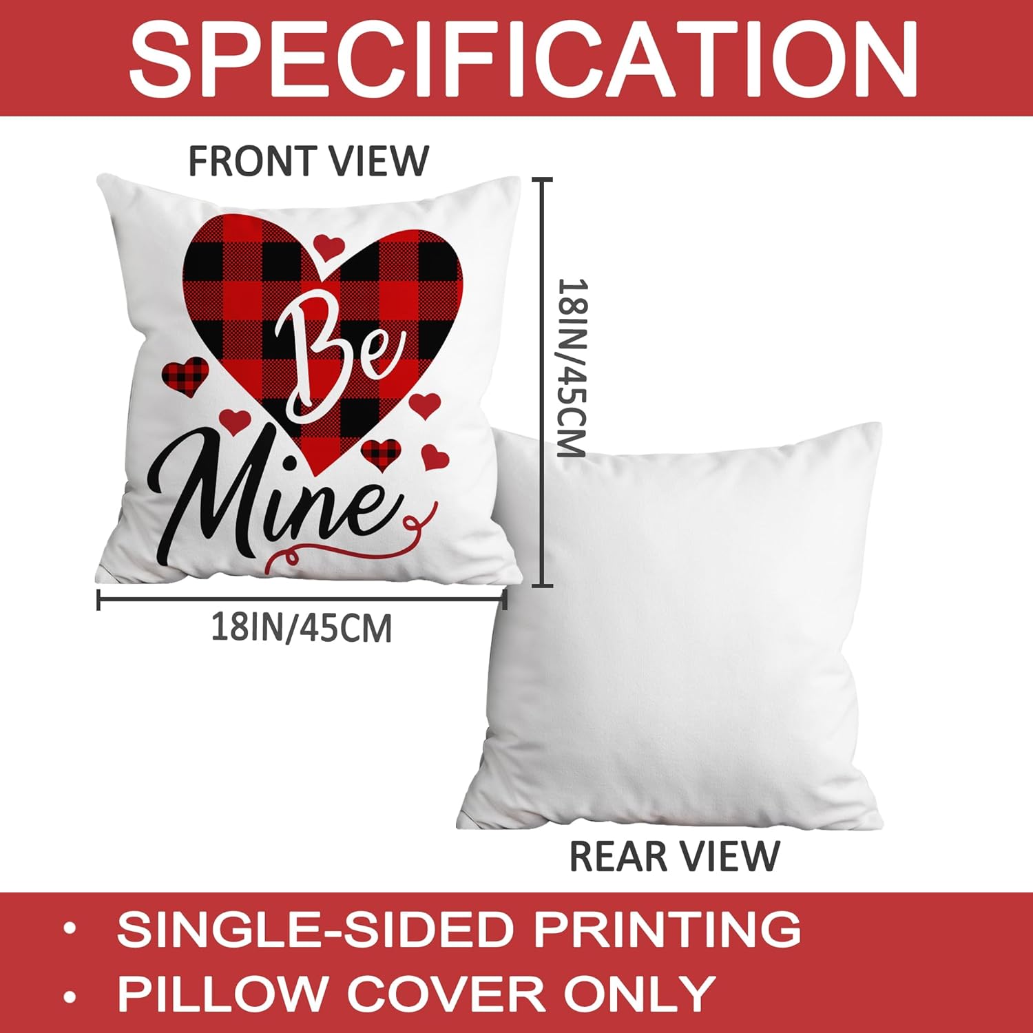 valentines day pillow covers, valentines decorations indoor pillow covers 18x18 set of 4 red buffalo plaid gnomes, valentine day decor throw pillow covers for couch sofa living room outdoor valentines 18" x 18" (pack of 1)