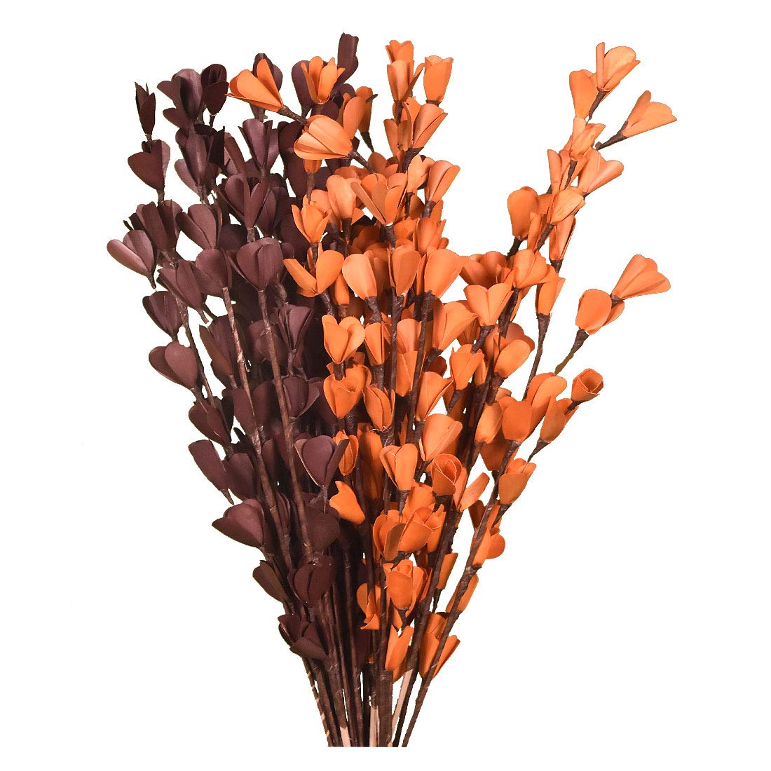 CRAFTWAFT Cocoa Brown & Orange Palm Leaves Lily Long Floral Bunches (Handmade) Long 30 Inches One Bunch of Flower
