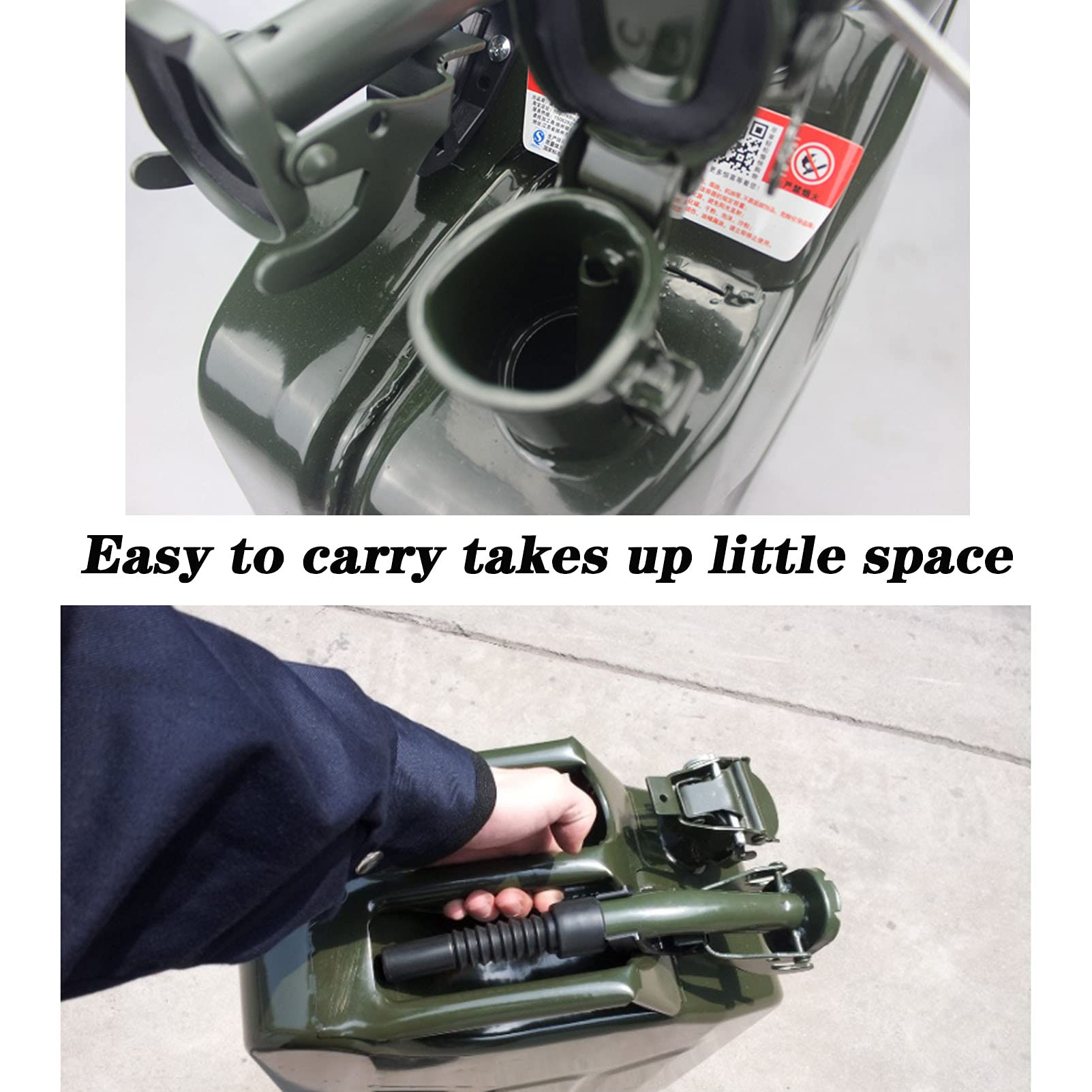 Recipientes para gasolina Tanque de combustible de gasolina de 10 l, contenedor de gasolina, tanque de almacenamiento de combustible de gasolina de respaldo para motocicletas, camiones, verde milita