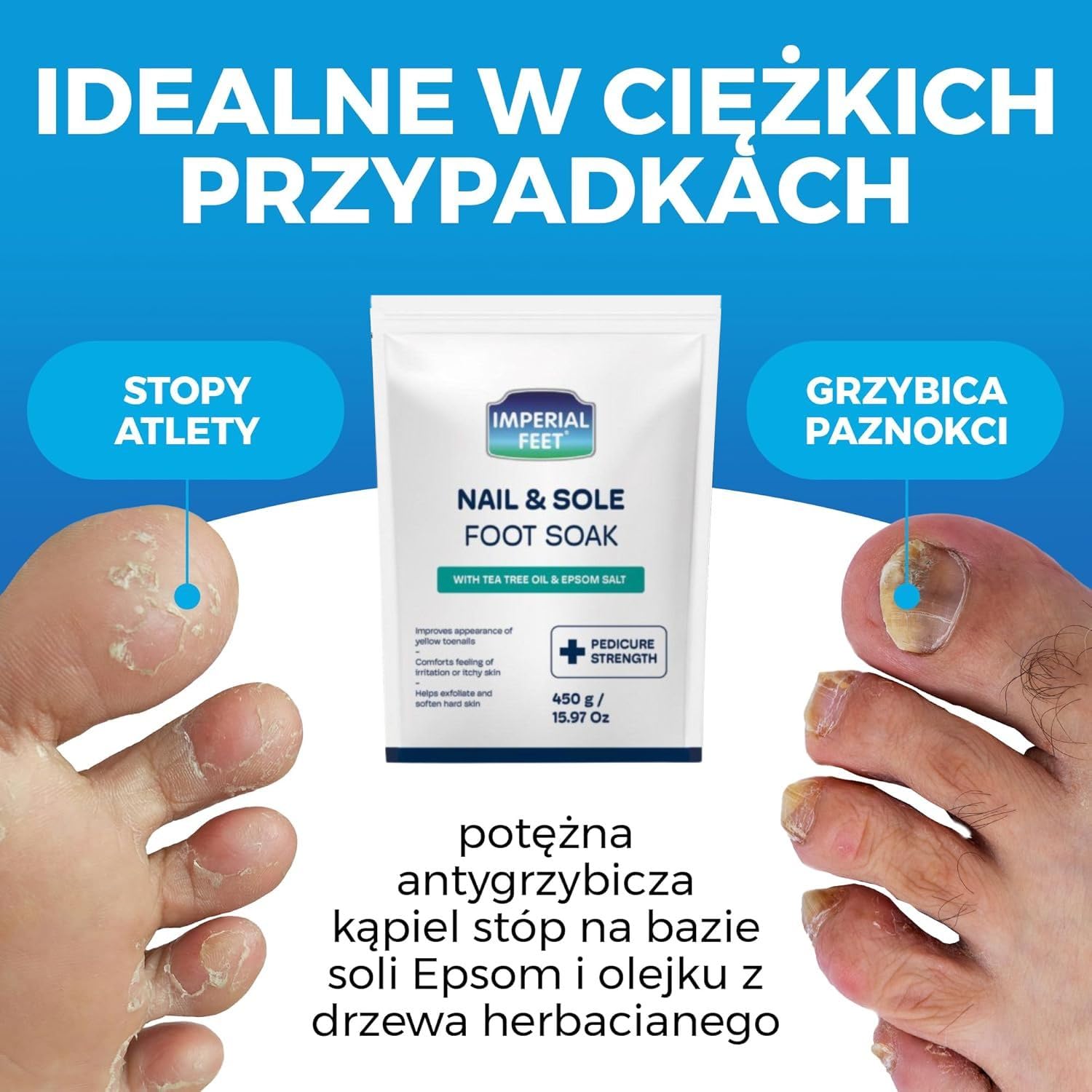 Pedicure Quality Foot Soak with Tea Tree Oil & Epsom Salt | Helps Treat Nail Fungus Athletes Foot | Anti Fungal Nail Treatment | Foot Moisturiser & Deodorizer Feet Soak | Exfoliating Foot Soak