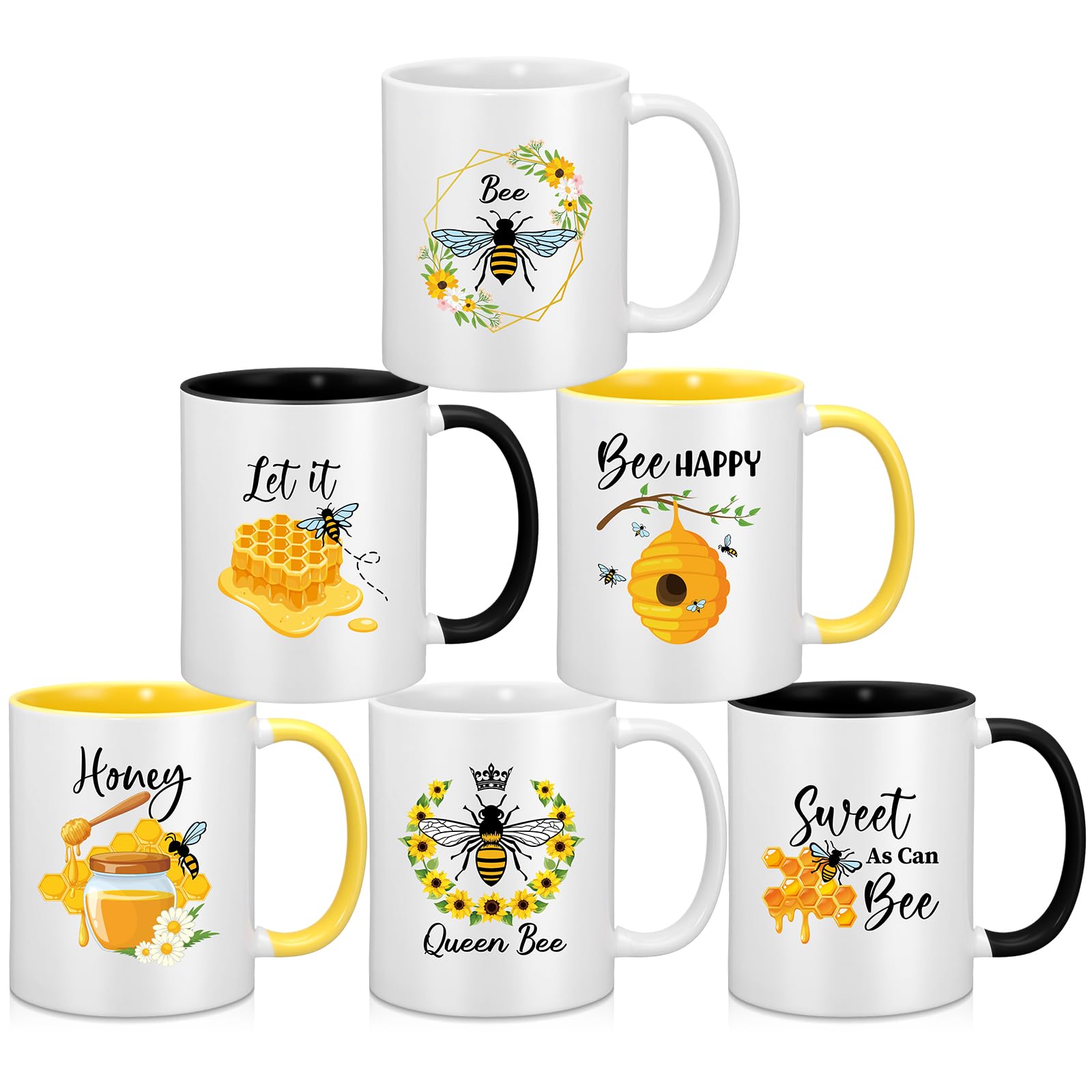 Didaey 6 Pcs Bee Mugs Gifts for Women 12 oz Ceramic Coffee Cup Gift Set