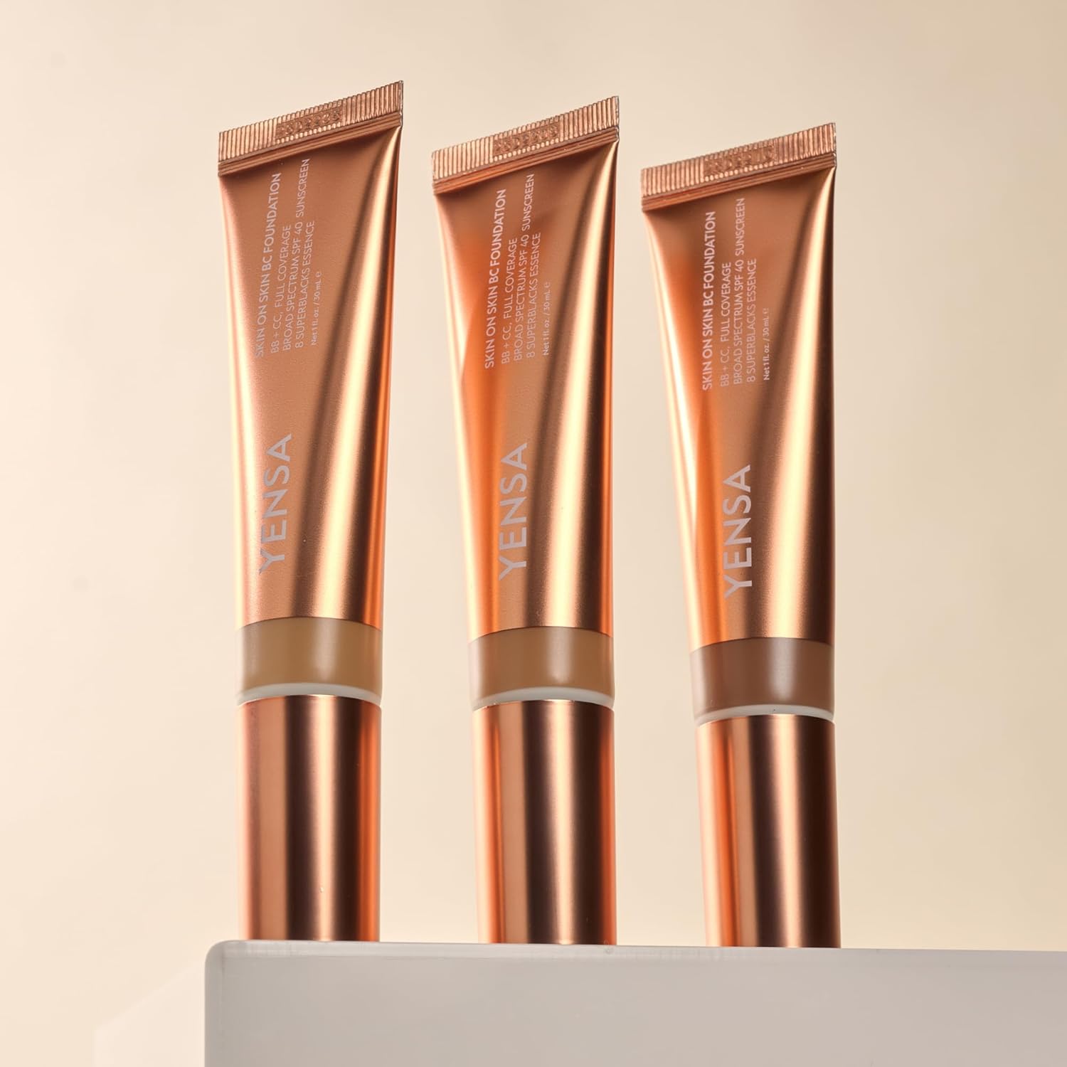 YENSA Skin on Skin BC Foundation Makeup - CC, BB Cream & Full Coverage Foundation-In-One - Buildable, Radiant Finish with SPF 40, Hyaluronic Acid, Peptides & 8 SuperBlacks - Light Neutral (1 oz) - Image 2