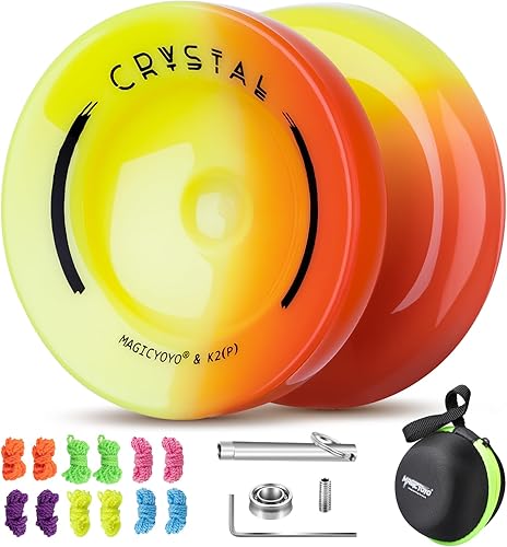 Miniatura 11 de Yoyo K2 Crystal - Yoyo Profesional Sensible para Niños Principiantes, Yo Yo de Doble Propósito para Avanzados + Rodamiento Extra No Sensible + 12