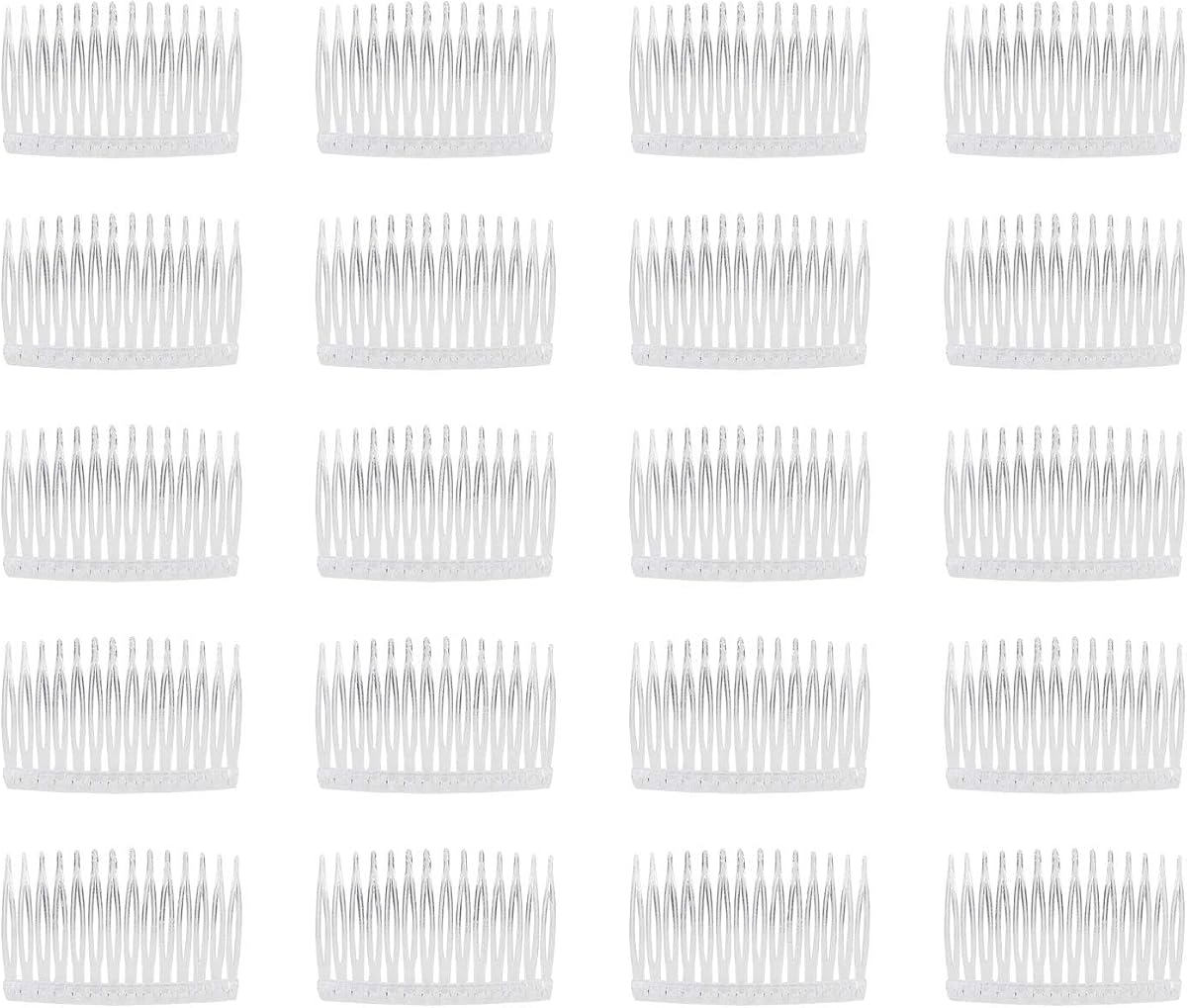 Lawie 20 Pack Clear Small Plastic Hair Side Comb With Long Teeth Thin Fine Gray Hair Pins White Mini Barrettes for Women Bridal Wedding Veil Decorative DIY Craft Headpiece French Twist Bun Accessories