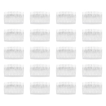 Lawie 20 Pack Clear Small Plastic Hair Side Comb With Long Teeth Thin Fine Gray Hair Pins White Mini Barrettes for Women Bridal Wedding Veil Decorative DIY Craft Headpiece French Twist Bun Accessories
