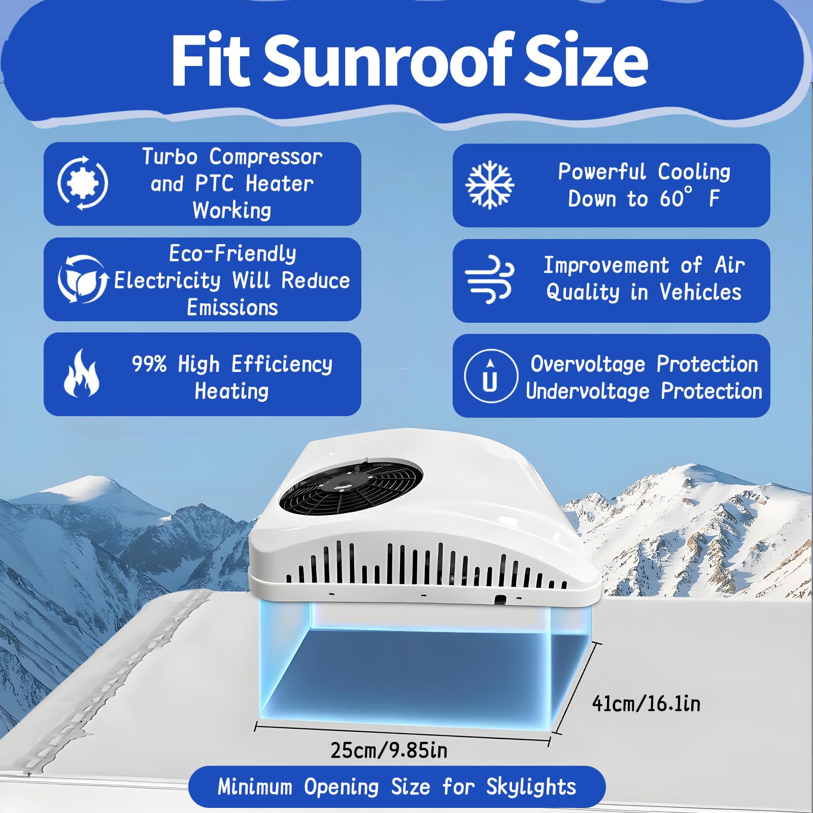 Aria condizionata per Camper, unità A/C per Camper, condizionatore d'Aria per Camper a 12 Volt CC, Riscaldamento e Raffreddamento rapidi, per Camper, autocarri. Cold/Hot-24V
