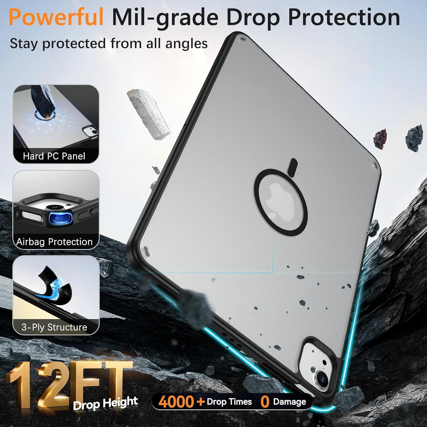 BENTOBEN for iPad Air 11 Inch Case M3/M2 (2025/2024), iPad Air 7th/6th Gen Magnetic Case,Translucent Matte Shockproof Protective Tablet Cover for iPad Air 5th/4th Generation 10.9" 2022/2020, Black