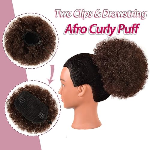Miniatura 5 de Afro Puff - Cordón de extensión de coleta para mujeres negras, coleta afro sintética corta premium para cabello natural, clip en rizado cordón