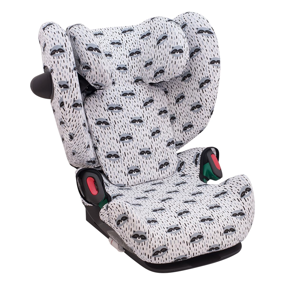 JYOKO KIDS Fodera in Cotone per seggiolino auto compatibile con Cybex Solution G I-size (Raccoon)