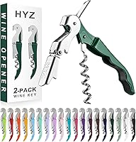 Vista 14 de HYZ Paquete de 2 Abridores de Vino Sacacorchos de Camarero, Llave de Vino Profesional para Meseros, Bartender con Cortador de Papel Aluminio