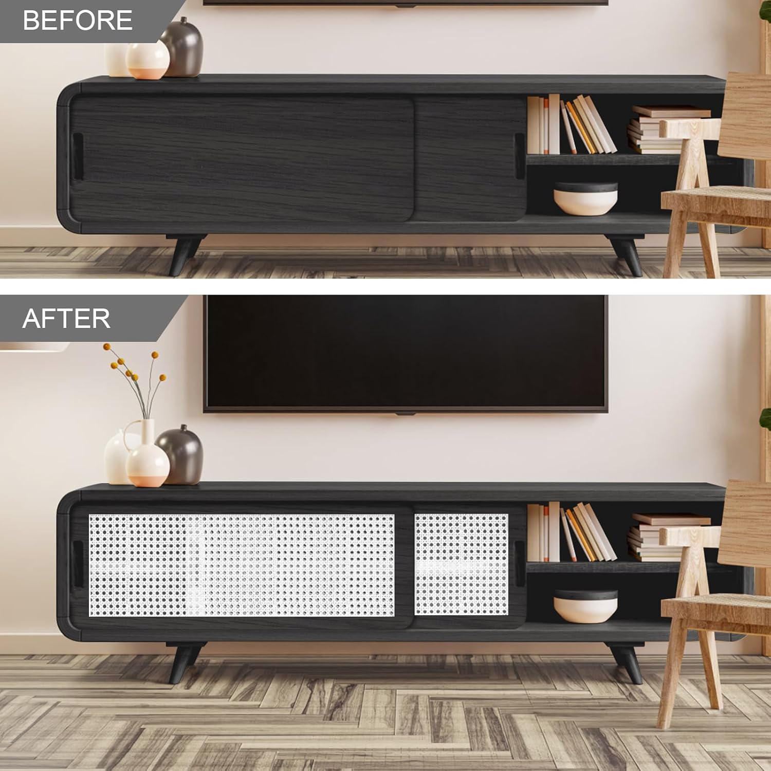 16" x 72" Plastic Cane Webbing, 6 Feet Cane Webbing Roll for Caning Project, White Cane Webbing, Rattan Webbing, Caning Material for Chairs, Cabinet, Dresser, Furniture