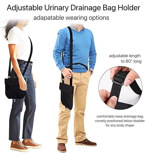 Miniatura 4 de Soporte para bolsa de drenaje de orina, funda ajustable para bolsa de catéter con cremallera, cubierta de tubo de catéter Foley, soporte impermeable