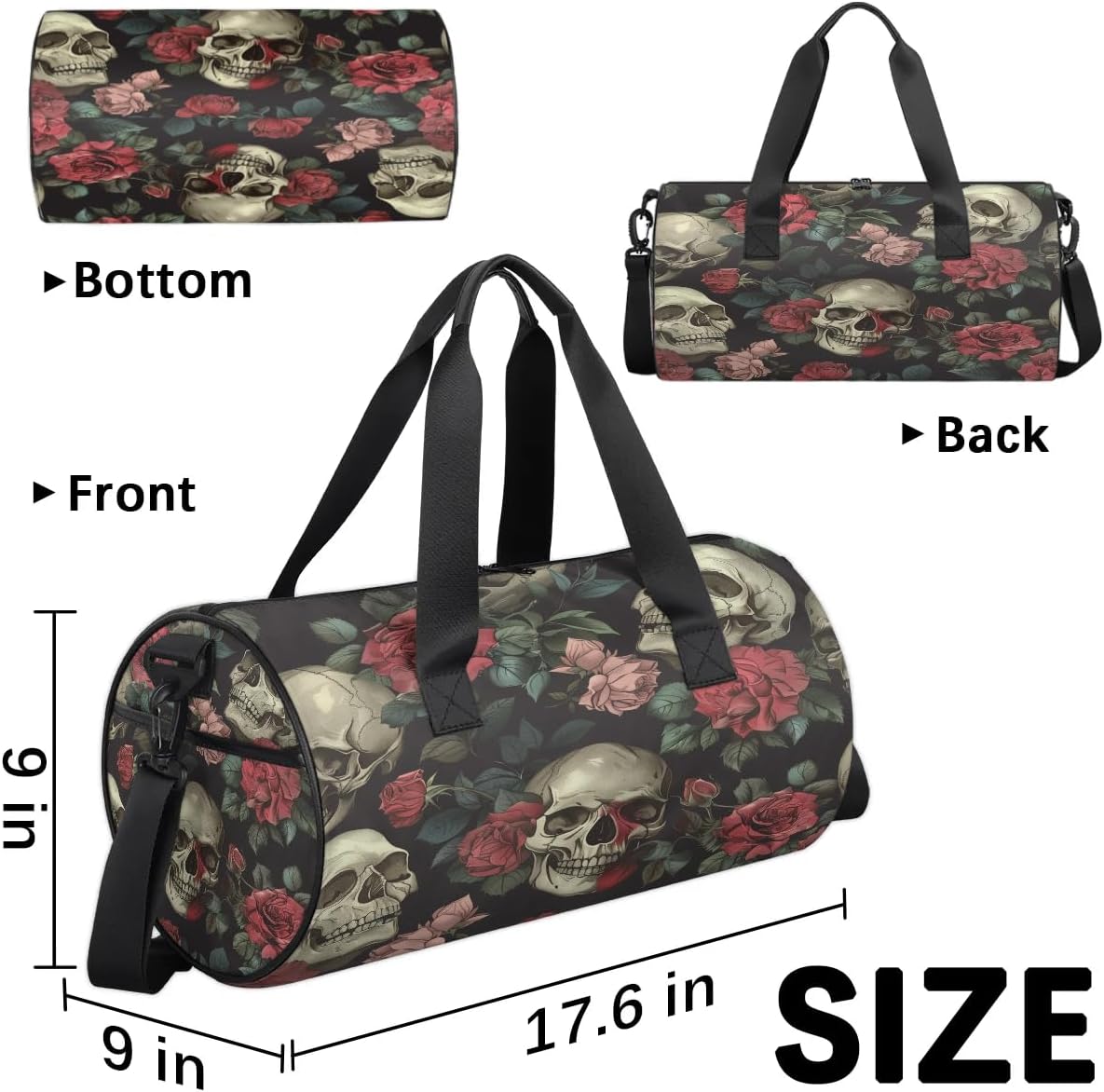 Skull Rose Skeleton Duffel Bag - Lightweight Gym Bag For Men & Women, Sports, Travel, Yoga