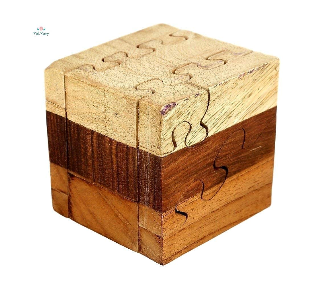 Pink Peony Handmade Wooden Jigsaw Puzzle Cube for Adults and Kids Artisan Crafted in India 2.75 Inch (B08NSDZ1BB) Amazon Price History, Amazon Price Tracker