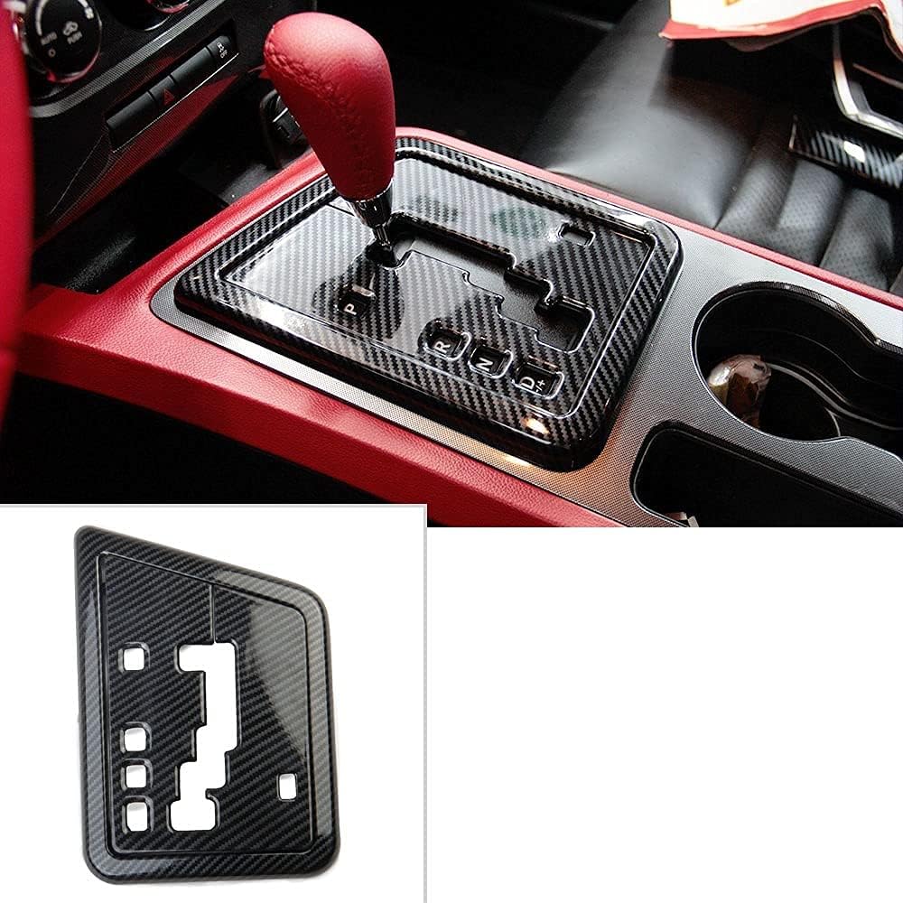 Korlot Carbon Fiber Style Central Control Gear Shift Panel Cover Cupholder Trim for 2008-2014 Dodge Challenger (Gear Shift Panel)