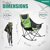 Vista 3 de SUNNYFEEL Silla Mecedora de Camping, Reclinable Acolchada de Lujo, Silla Plegable de Césped de Gran Tamaño con Bolsillo, Resistente