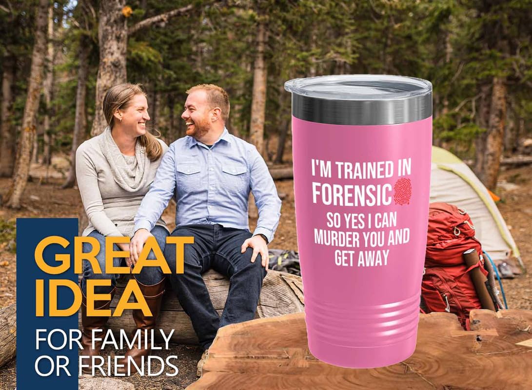 Forensic Pink Edition Ringneck Tumbler 20oz - Trained In Forensic - Forensics Anthropologist Pathologist DNA Analysts Forensic Scientist Professor Gift
