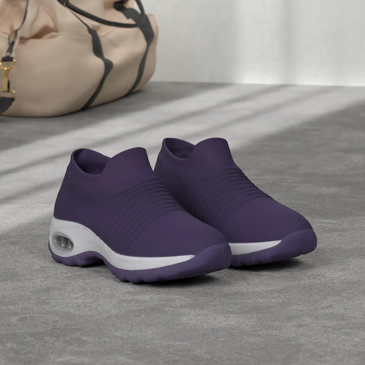 HKR Women's Walking Shoes Arch Support Non Slip Work Shoes Breathable Knit Upper Lightweight for Plantar Fasciitis - Image 3