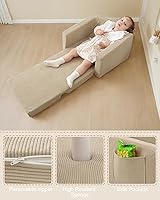 Vista 4 de Silla para bebés y niños, sofás blandos para bebés de 2 en 1 que se despliegan, sillas para bebés cómodas de 1 a 3 años, sofá convertible a sofá