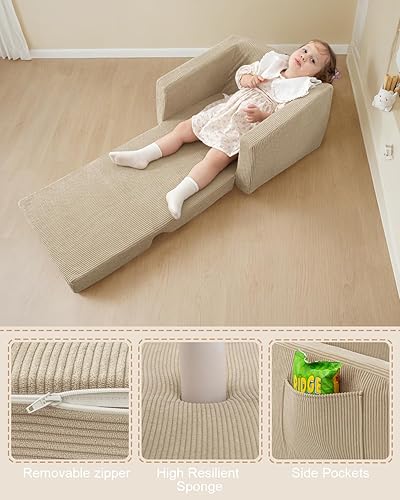 Miniatura 4 de Toddle & Silla para niños, sofás suaves 2 en 1 que se pliegan, sillas para niños pequeños, cómodas de 1 a 3 años, sofá convertible para descansar,